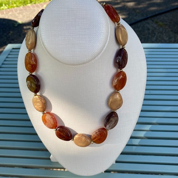 Jewelry - Brown Tan & Gold Statement Necklace